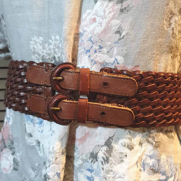 VGC Vintage Abercrombie & Fitch double woven wide leather belt, 34-36 inch waist - Picture 3 of 12